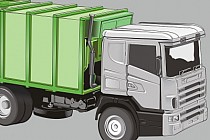 Obrazek przedstawia pojazd bezpylny - śmieciarkę